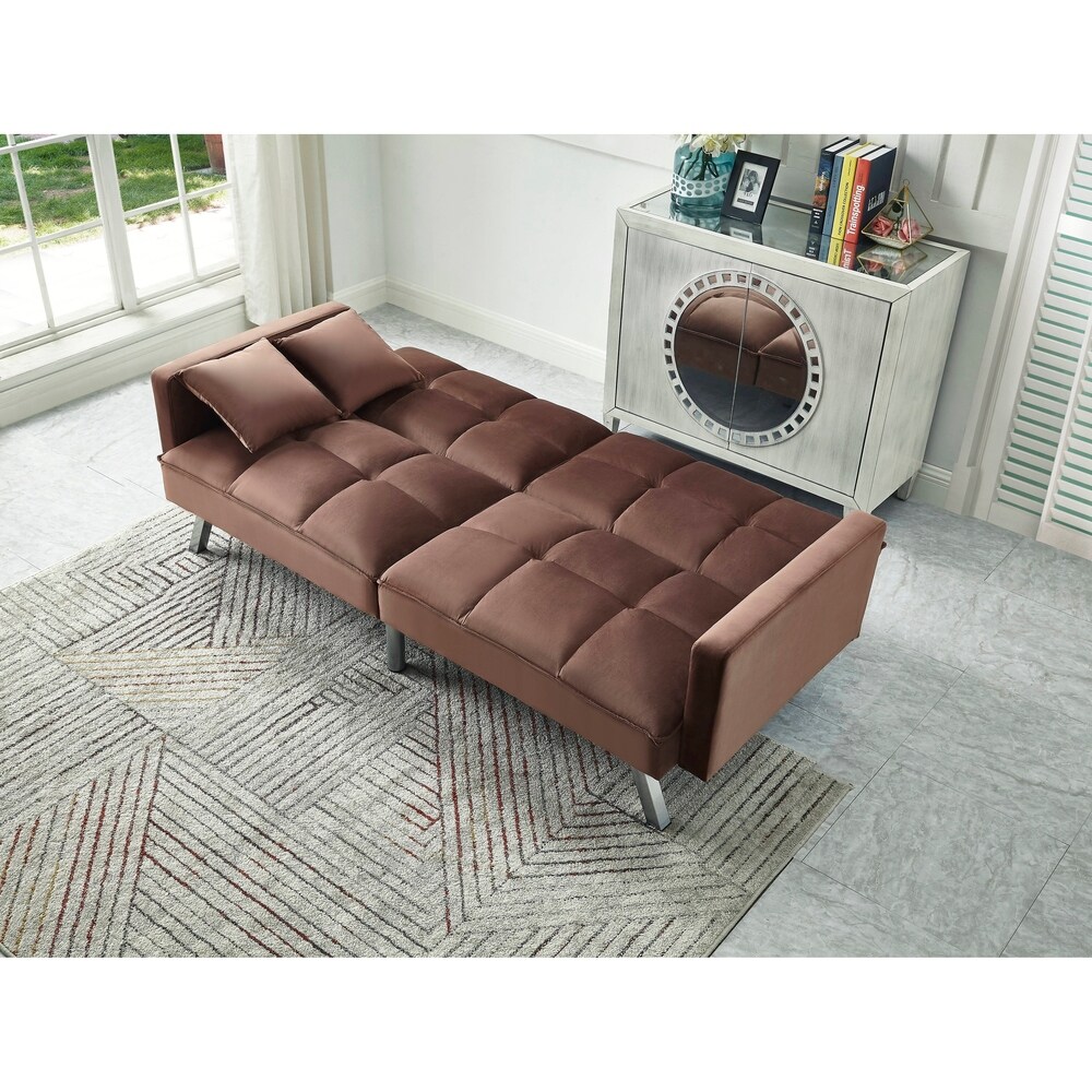 Comfortable Velvet Multi position Sleeper Sofa Bed