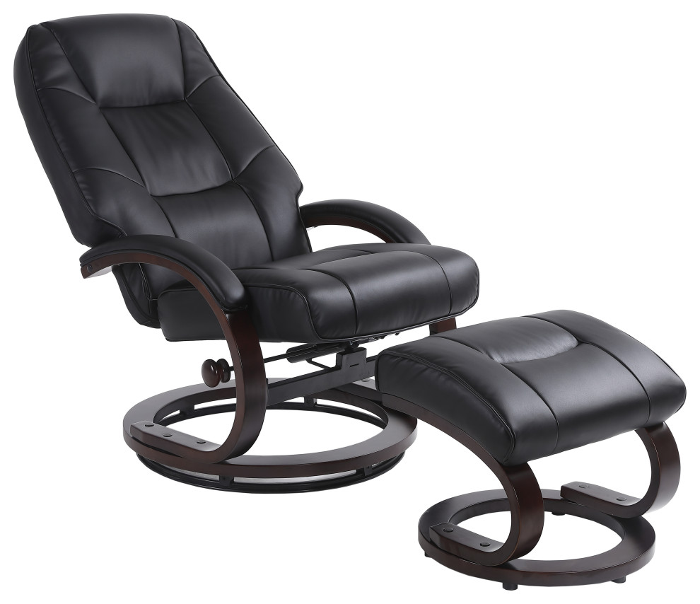 Sundsvall Recliner and Ottoman in Black Air Leather   Contemporary   Recliner Chairs   by Progressive Furniture  Houzz