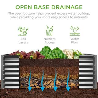 Best Choice Products 4 ft. x 2 ft. x 2 ft. Charcoal Outdoor Steel Raised Garden Bed Planter Box for Vegetables Flowers Herbs SKY6637