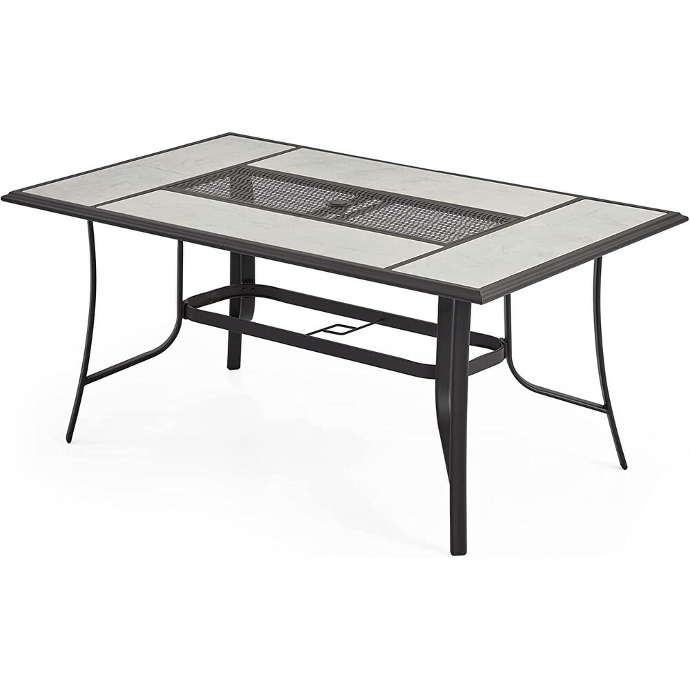 EROMMY 66'' Large Outdoor Dining Table  Metal Steel Table with 1.77\