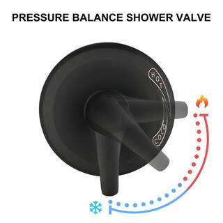 YASINU 48-Spray Round High Pressure Multifunction Deluxe Wall Bar Shower Kit with Hand Shower in Matte Black (Valve Included) YNAD524-MB