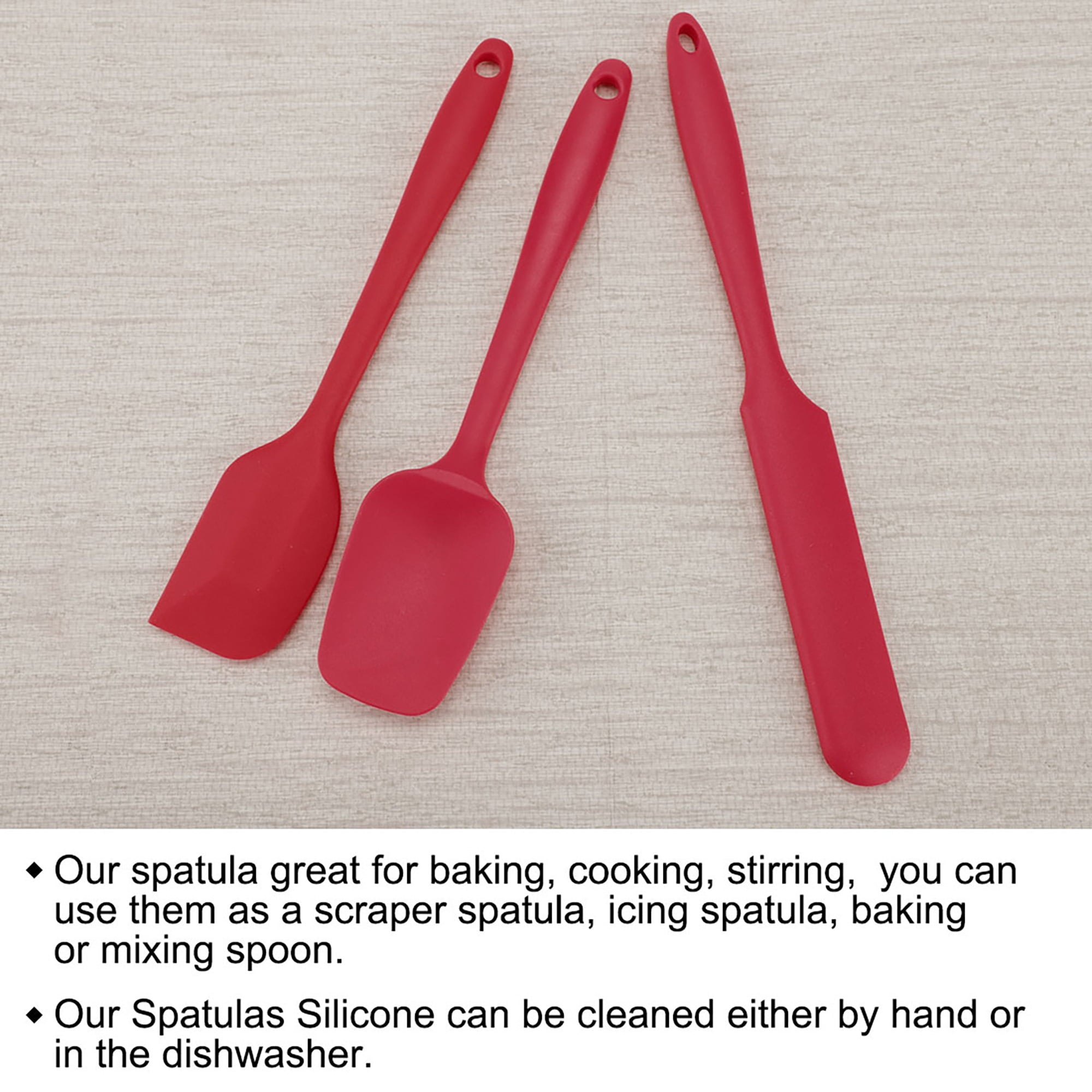 Uxcell Kitchen Cooking Silicone Spatula Set Heat Resistant Scraping Baking Utensils Red 3 Pieces