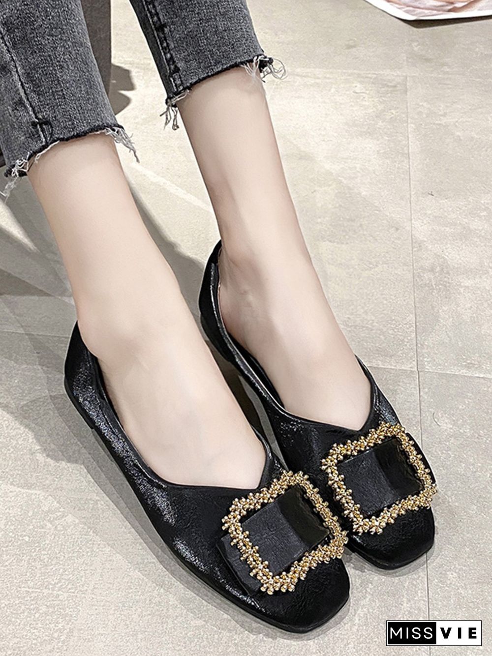 Women Plain All Season Urban Non-Slip Commuting Flat Heel Round Toe Plus Size Shallow Shoes Flats