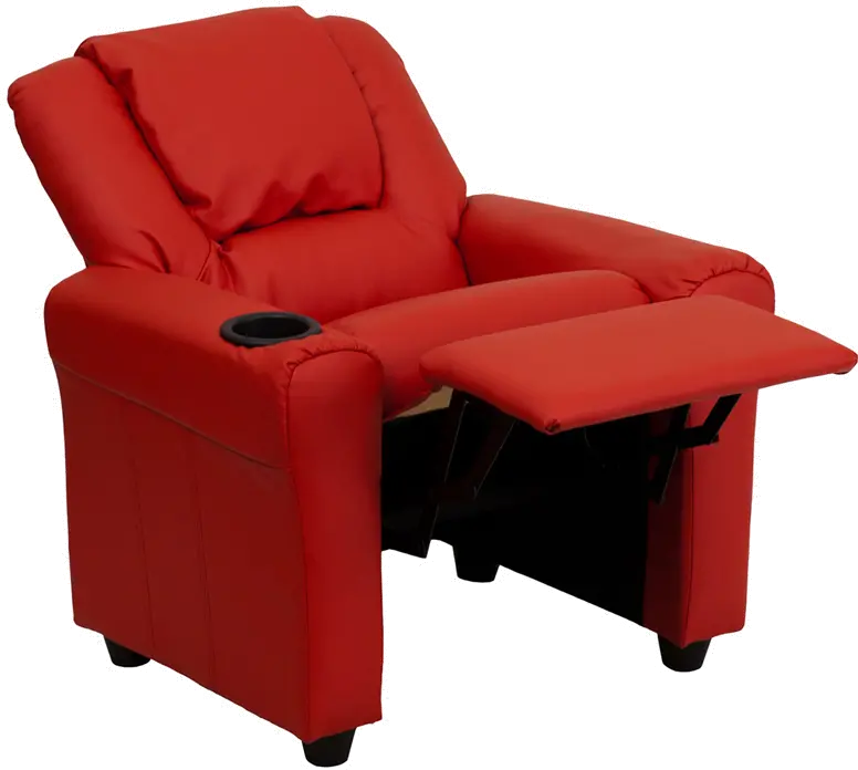 Mini Me Kids Red Recliner with Cup Holder