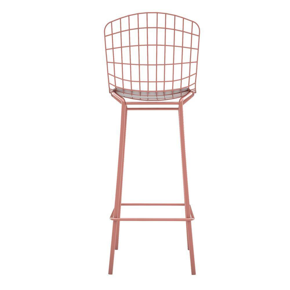 Manhattan Comfort Madeline 41.73 in. Rose Pink Gold and White Bar Stool (Set of 2) 2-198AMC6