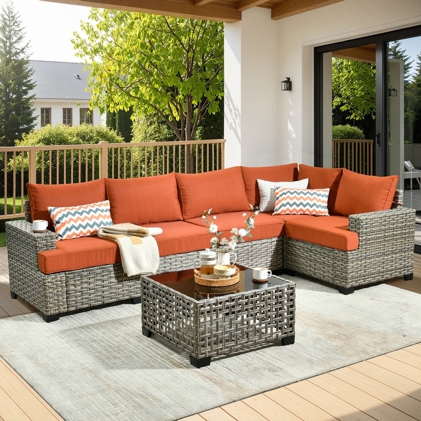 HOOOWOOO 6piece Patio Furniture Conversation Set with Coffee Table