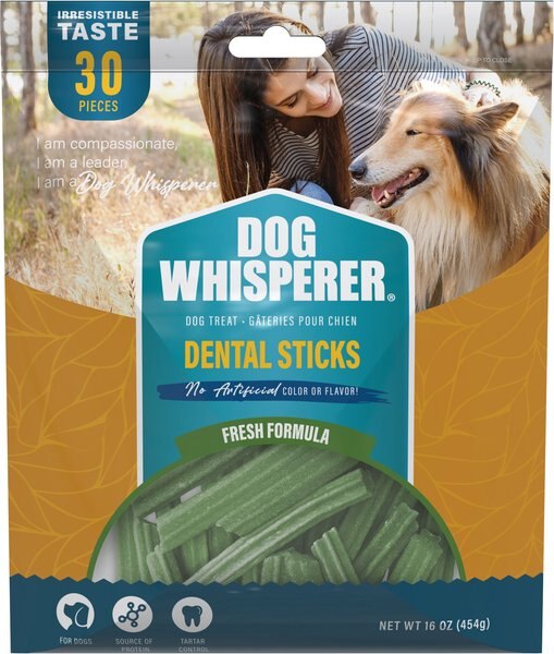 Dog Whisperer Fresh Flavored Dental Dog Treats， 30 count， 16-oz bag