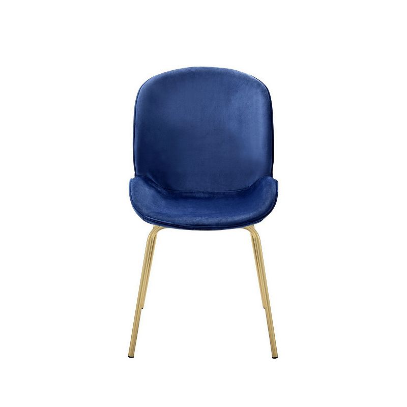 Side Chair with Fabric and Bucket Design， Set of 2， Blue and Gold