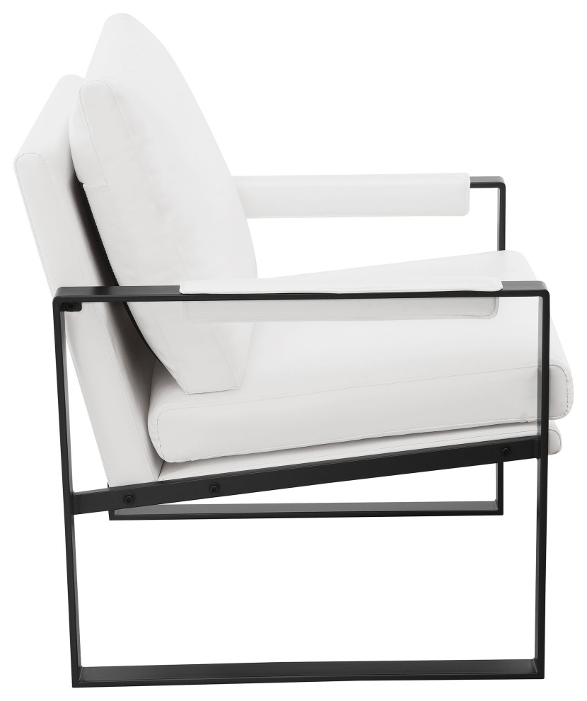 Rosalind Upholstered Track Arms Accent Chair White and Gummetal   Modern   Armchairs And Accent Chairs   by Modon  Houzz