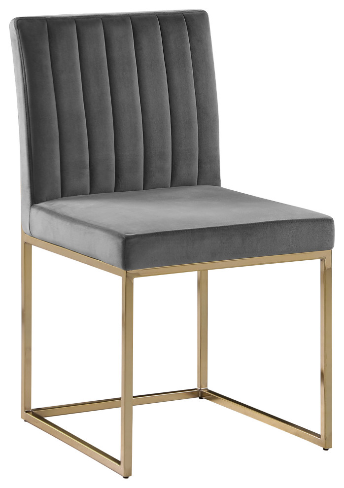 Julius Contemporary Channel Tufted Side Chair With Gold Legs  Set of 2   Contemporary   Dining Chairs   by Best Master Furniture  Houzz