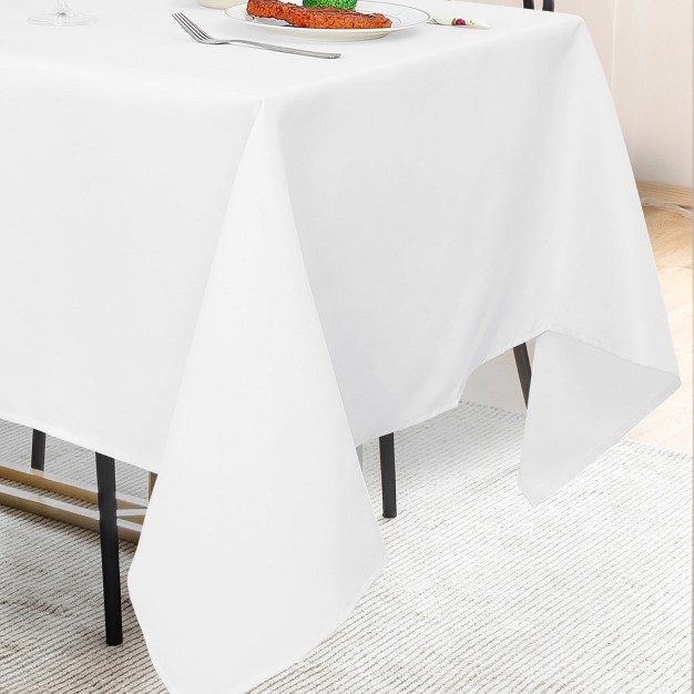 Square Polyester Stain Resistant Solid Tablecloths Snow White Piccocasa