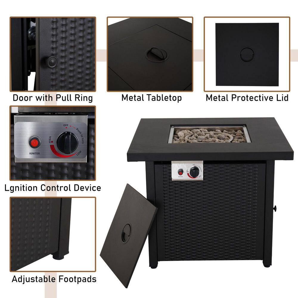 30 in. Iron Square Fire Pit Table with Table Lid ZY-50