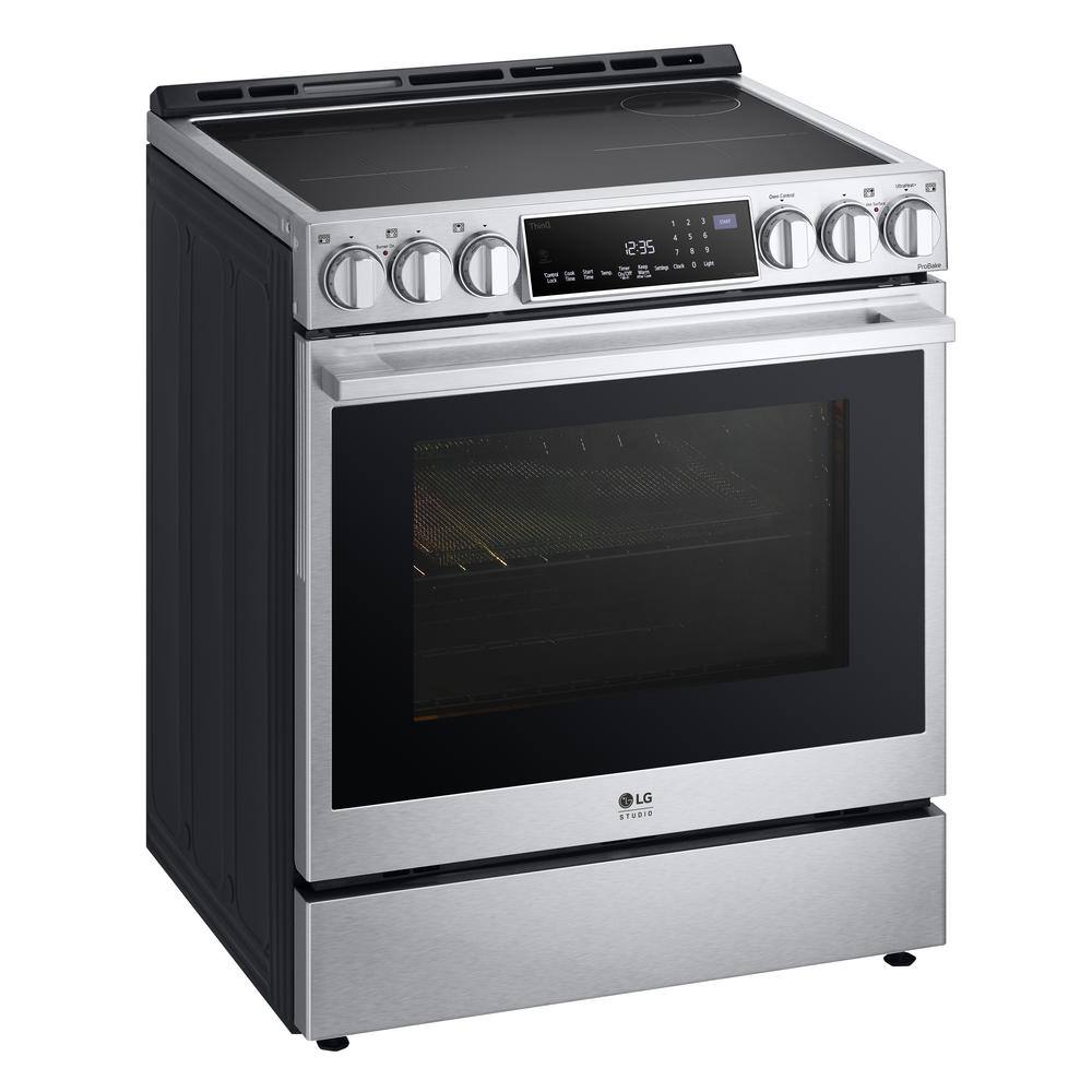 LG STUDIO 30 in. 6.3 cu. ft. Slide-in Induction Electric Range with ProBake Convection Air Fry and Air Sous Vide in Stainless LSIS6338F