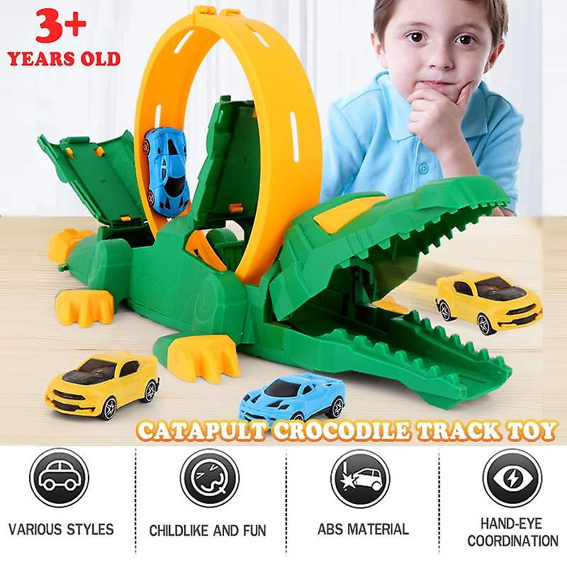 Crocodile Ejection Toy Car Railway Toy Car Simulation Track Toy Set Child Hands-on Ability Car Christmas Birthday Gi