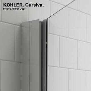 KOHLER Cursiva 60 in. W Pivot Shower Door in Anodized Brushed Nickel K-R707627-8L-BNK