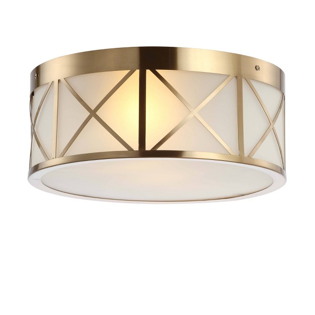 Metal glass Cadence Drum Flush Mount Ceiling Light Brass Jonathan Y