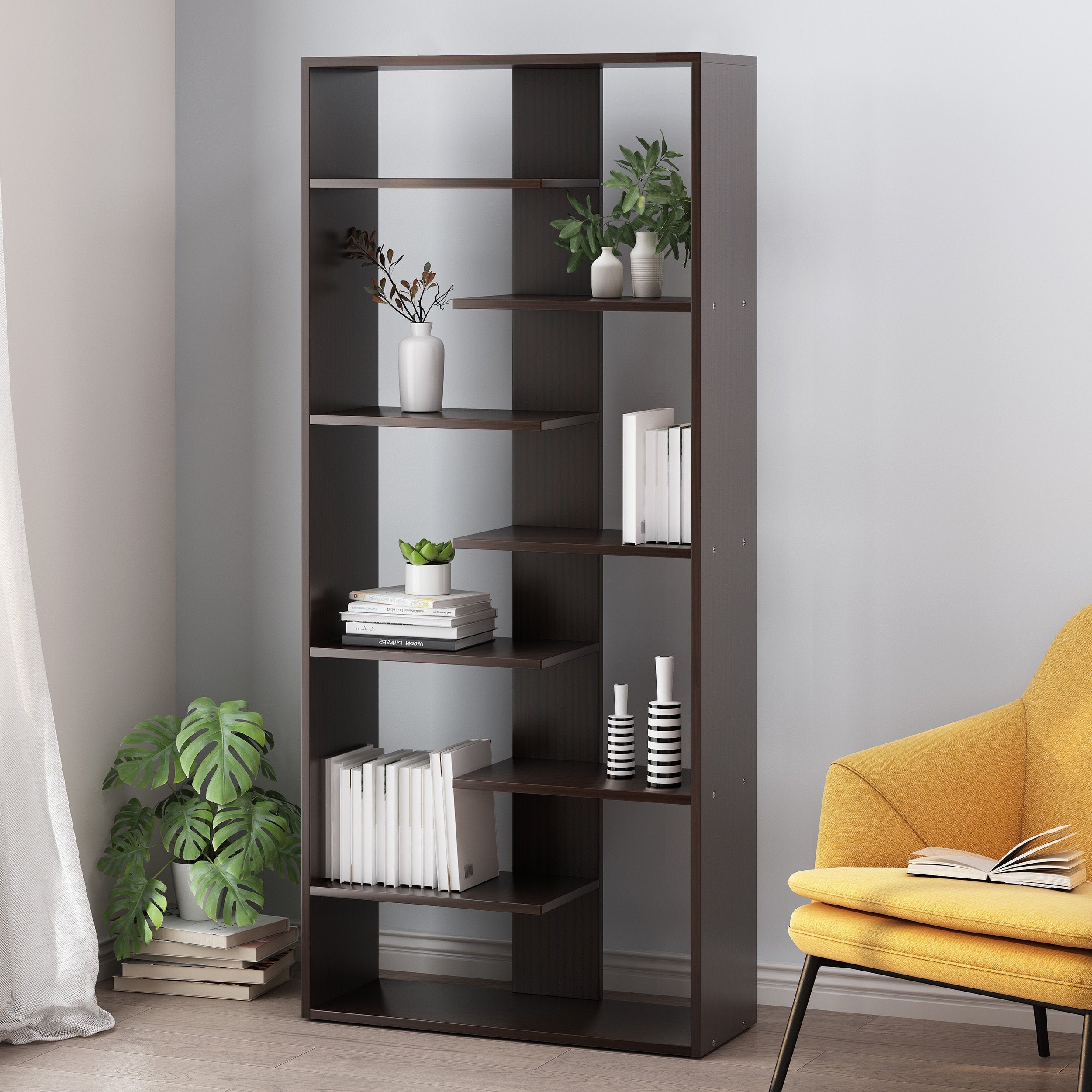 Jakin Modern Geometric High Shelf Bookcase