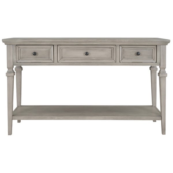 Classic Retro Style Console Table with 3 Top Drawers and Bottom Shelf