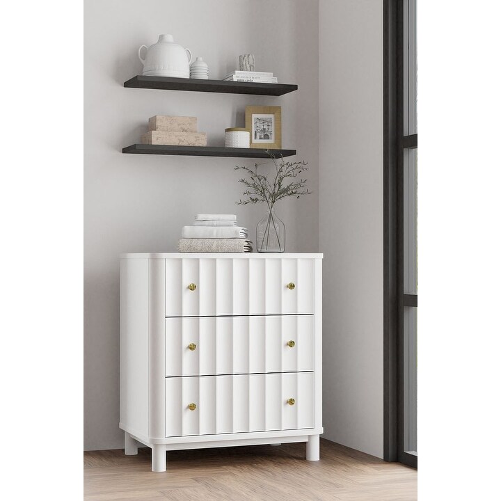 Alpine Furniture Stapleton 3 Drawer Small Chest  White