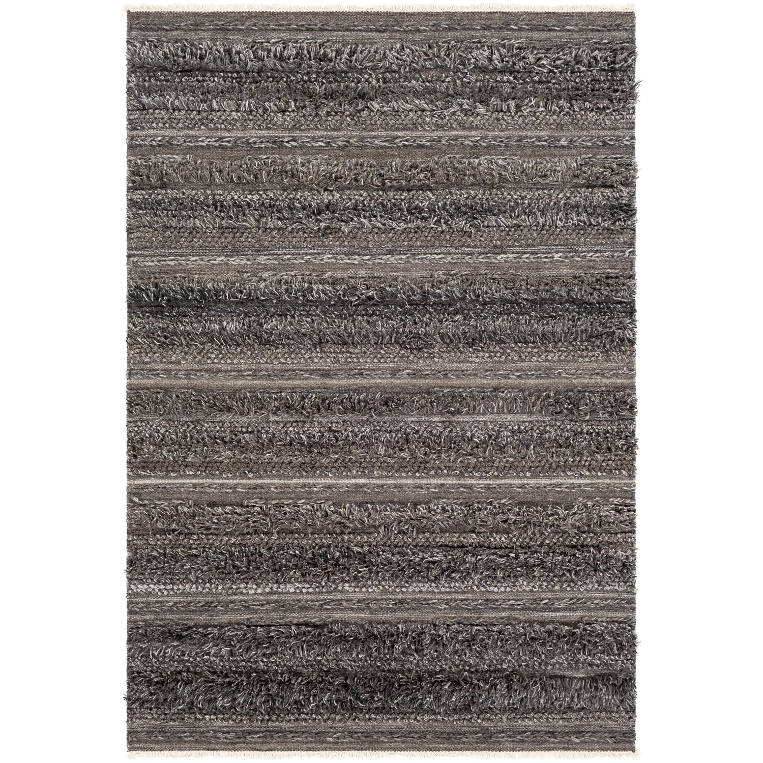 Lugano Hand Woven Rug in Charcoal, Black, Cream