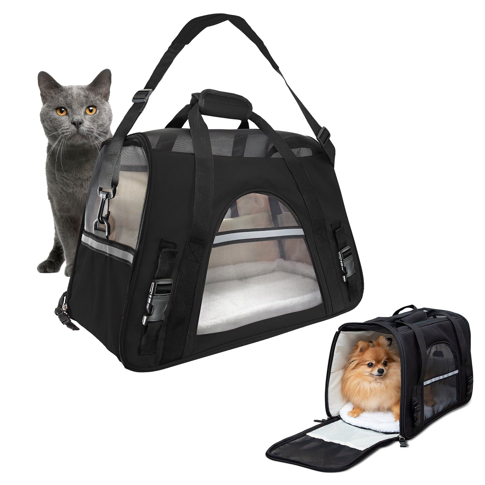 Motor Genic Pet Carrier Soft Sided Small Cat / Dog Comfort Black Travel Bag Airline Approved