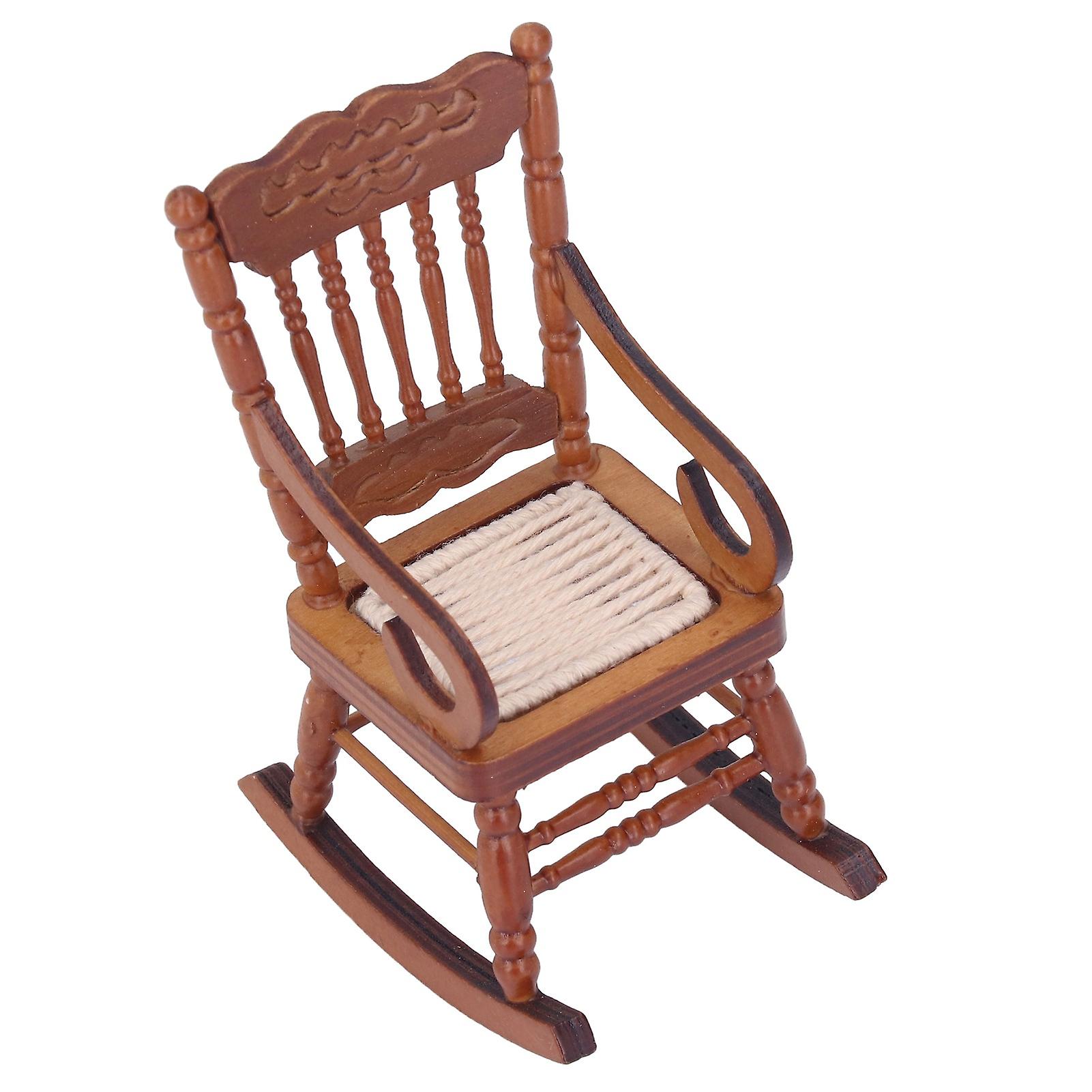 Dollhouse Miniature Chair Exquisite Details Bright Color Miniature Dollhouse Wooden Furniture For 1:12 Dollhousebrown