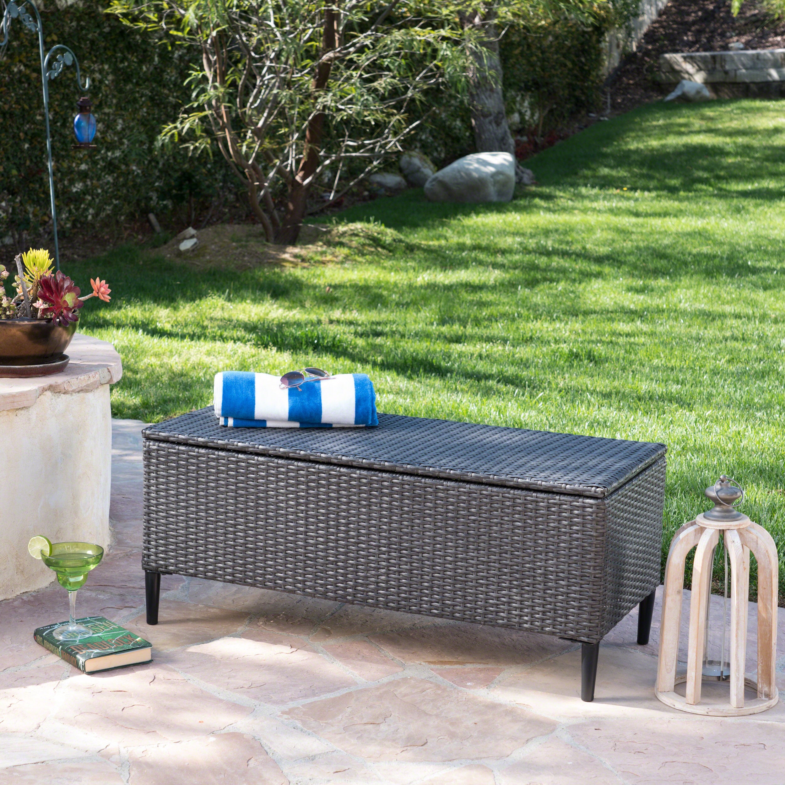 Irene Outdoor Wicker Storage Chest