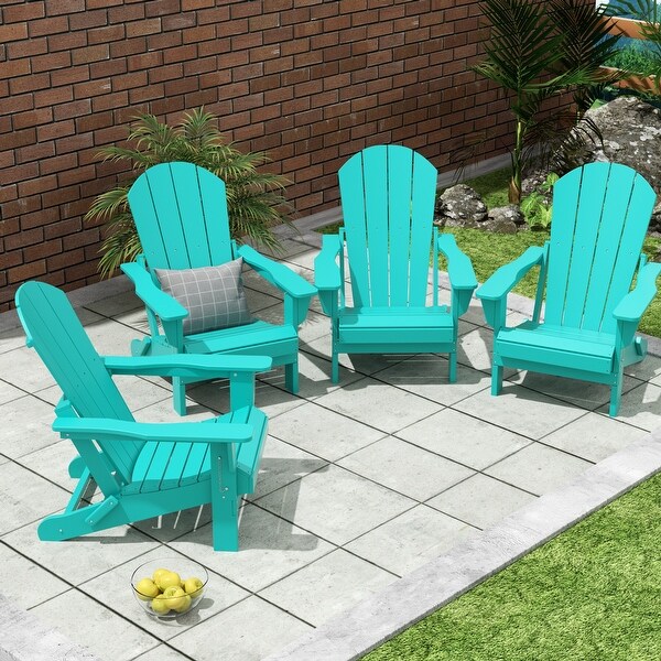 Polytrends Laguna Weather Resistant Outdoor Patio Folding Adirondack Chairs (Set of 4)