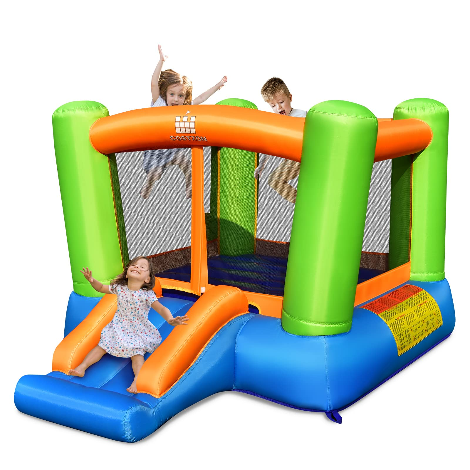 Costzon Inflatable Bounce House, Kids Jumping Castle with Slide