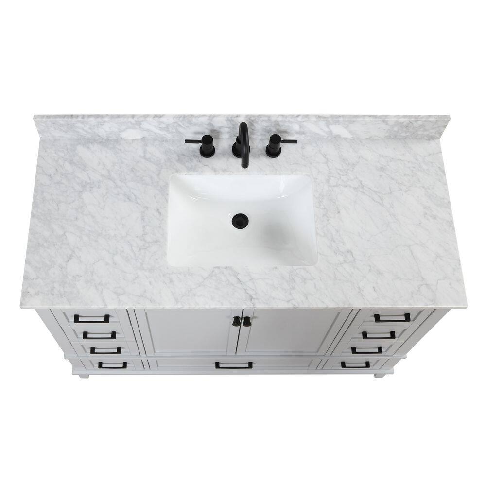 Home Decorators Collection Merryfield 49 in. W x 22 in. D Bath Vanity in Dove Gray with Carrara Marble Vanity Top in White with White Sink 19112-VS49-DV