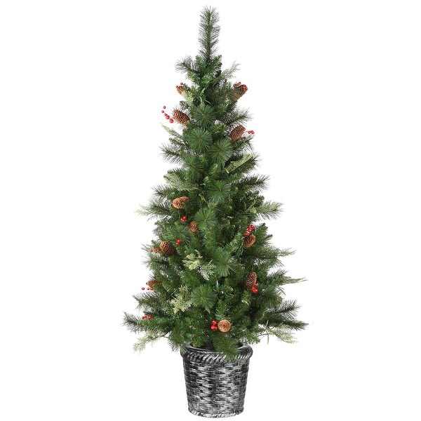 National Tree Company 5 ft. Buzzard Pine Entrance Tree with LED Lights