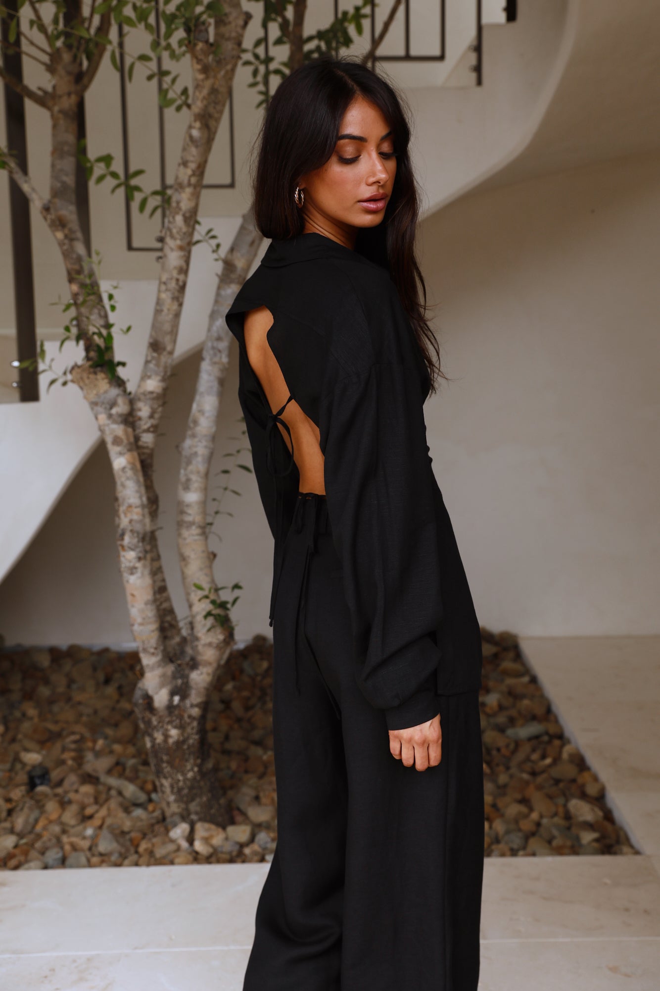 LIONESS Horizon Backless Shirt Black