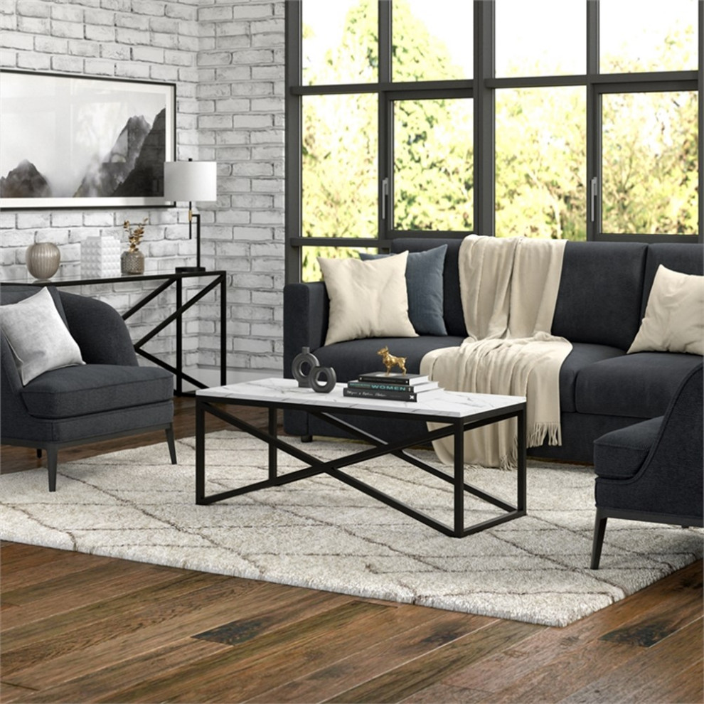 Henn ampHart 46 quotBlackened Bronze Metal Coffee Table   Transitional   Coffee Tables   by Homesquare  Houzz