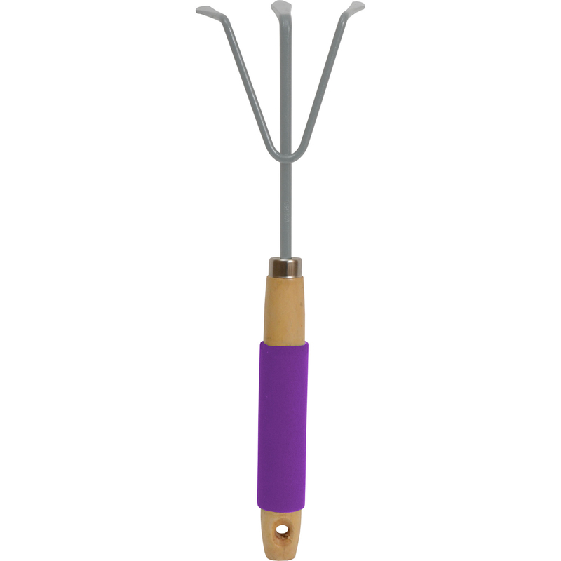 Bloom 3 Tine Steel Hand Cultivator Wood Handle