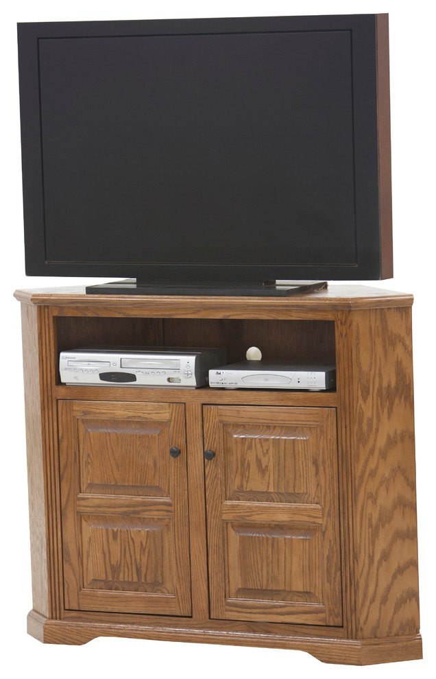 Oak Ridge  Tall 50 quotWide Corner TV Console   Contemporary   Entertainment Centers And Tv Stands   by Eagle Furniture  Houzz