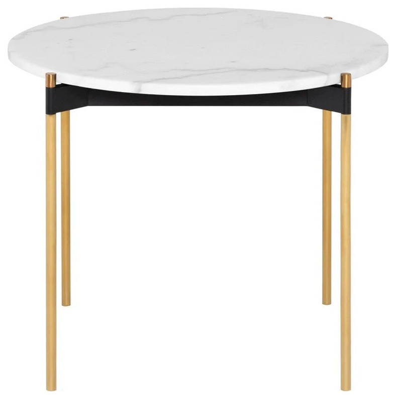 Tyson White Marble Side Table   Contemporary   Side Tables And End Tables   by Peachtree Fine Furniture  Houzz