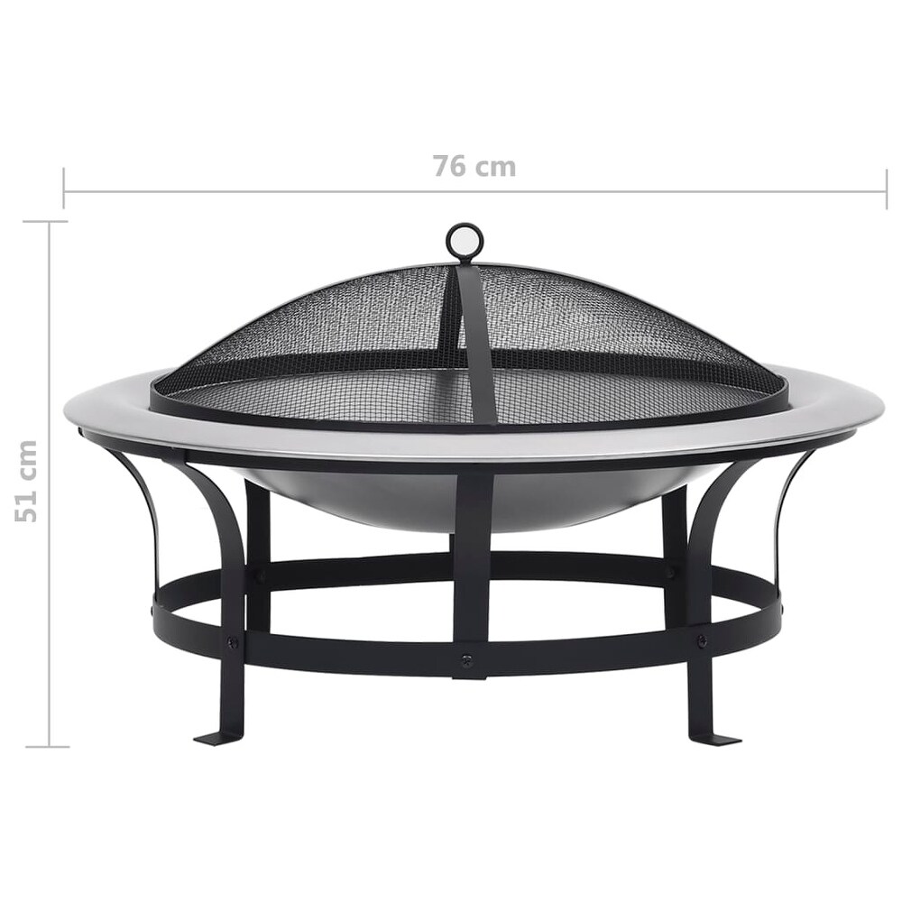 vidaXL Outdoor Fire Pit with Grill Stainless Steel 29.9\