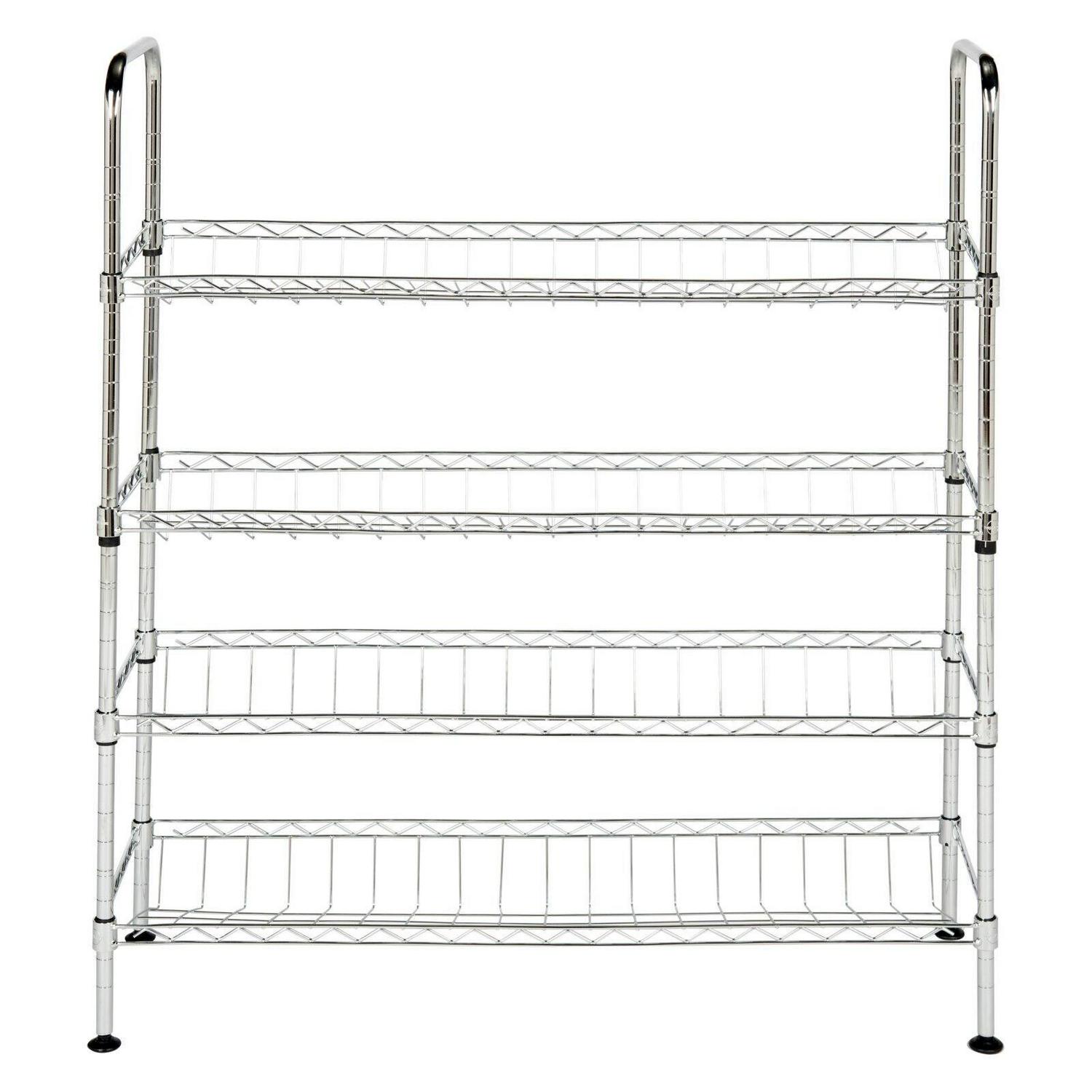 Safavieh 4-Tier Adjustable Shoe Rack， Metal， Chrome