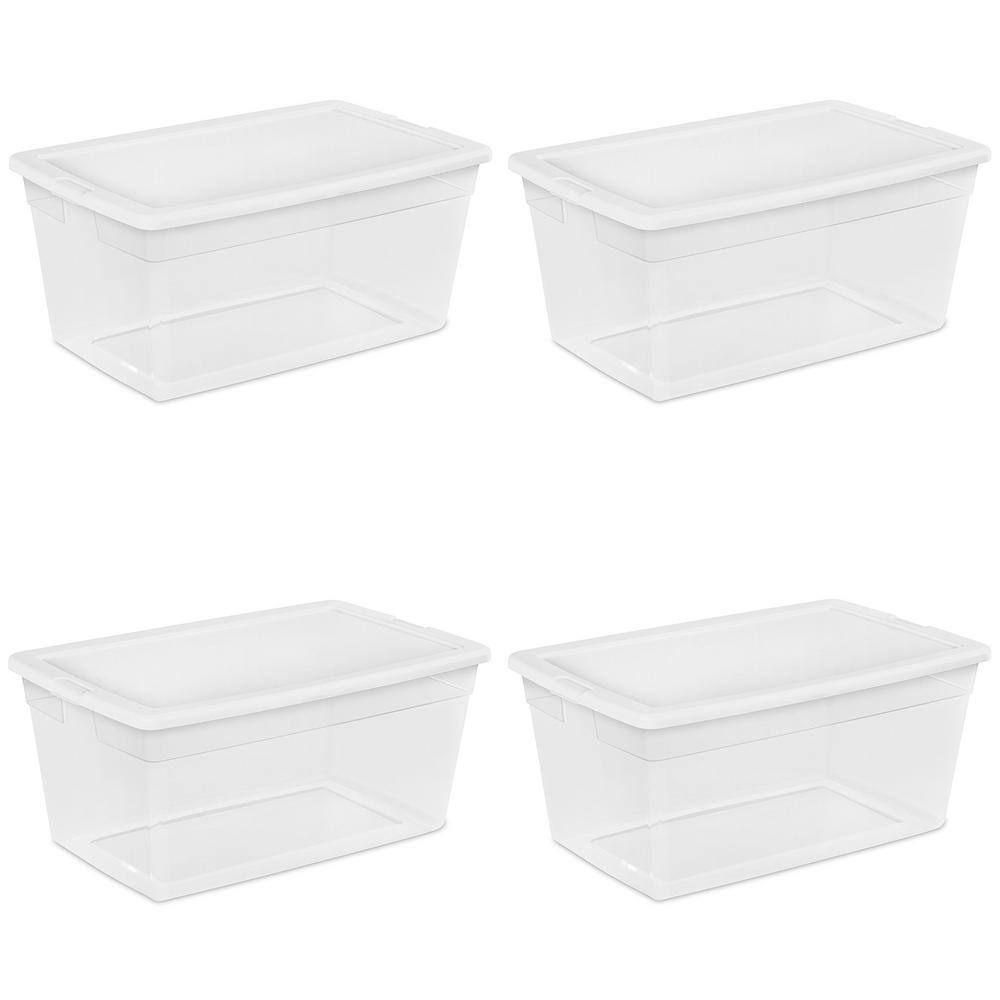 Sterilite 90 Qt. Storage Box with Clear Base and White Lid (4-Pack) 4 x 16668004