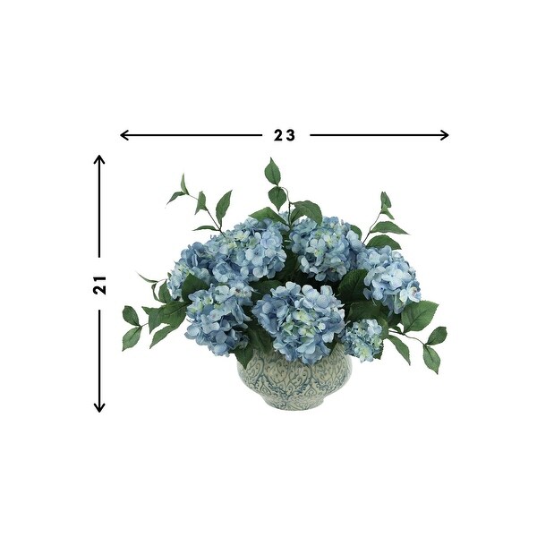 Hydrangea Floral Arrangement in a Decorative Ceramic Vase