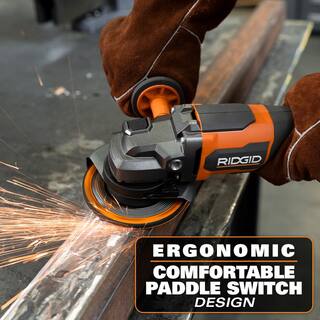 RIDGID 18V Brushless Cordless 4-12 in. Paddle Switch Angle Grinder (Tool Only) R86047B