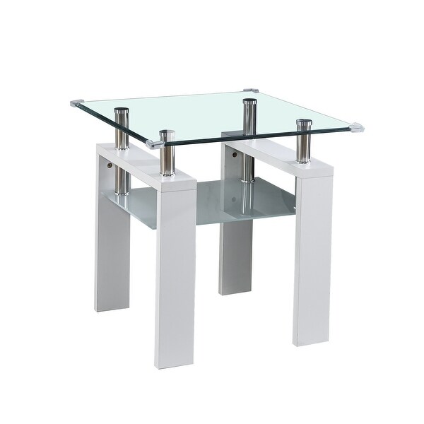 Modern Design Side Table with Clear Glass Top