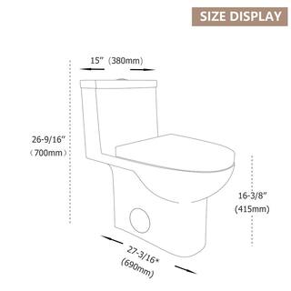 Tahanbath 12 in. Rough-In 1-piece 1.281.6 GPF Dual Flush Ceramic Elongated Toilet in White Seat Included W1243-W124342848-KXC