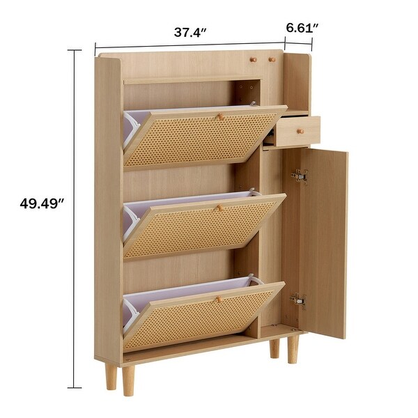 Rattan Shoe Organizer Shoe Storage Cabinet - - 35484468