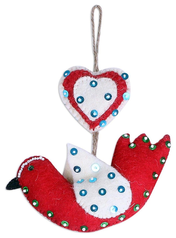 6 Piece Novica Love Messengers Wool Ornaments   Contemporary   Christmas Ornaments   by NOVICA  Houzz