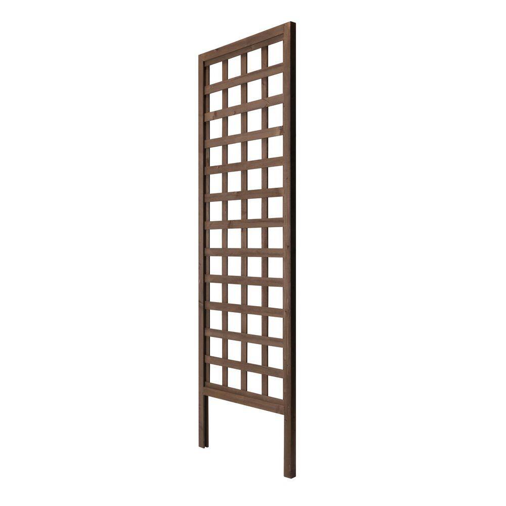 Outdoor Essentials Heirloom 72 in Walnut‐Tone Square Lattice Trellis 490381