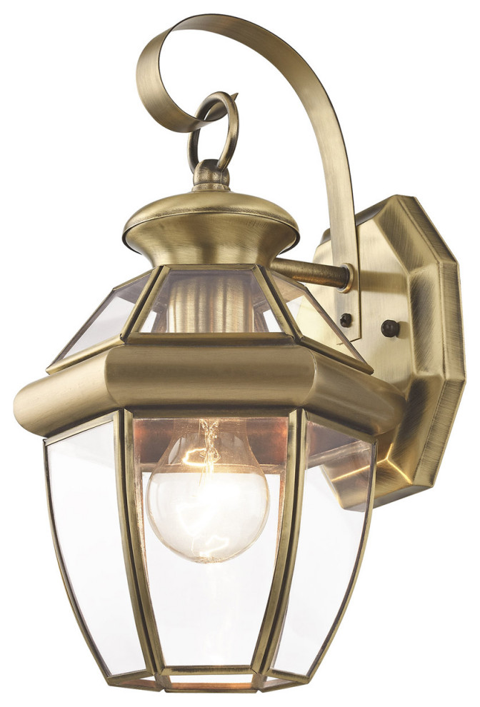 Monterey 1 Light Outdoor Wall Light  Antique Brass  7 quot  Traditional   Outdoor Wall Lights And Sconces   by Lighting New York  Houzz