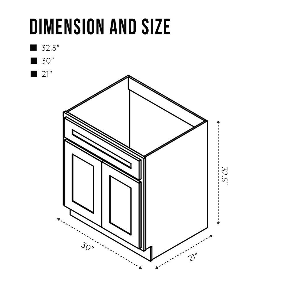 Vanity Art 30 in. W x 21 in. D x 32.5 in. H 2-Doors Bath Vanity Cabinet Only in White VA4030-W