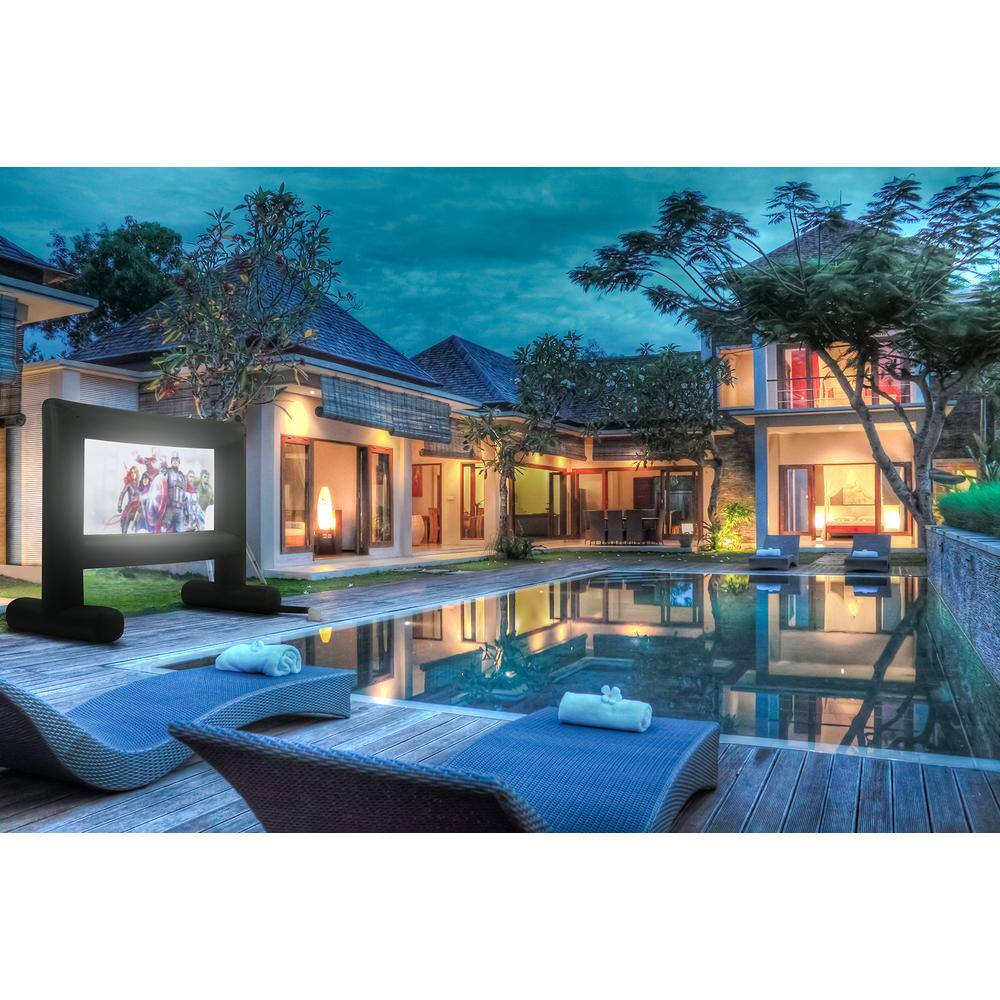 XtremepowerUS 143 in. Giant Inflatable Outdoor Cinema Movie TV Backyard Projector Screen in Black with Blower 95178-H2