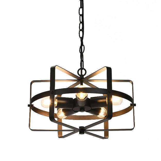 Tangkula Industrial Ceiling Light Fixture 5 light Metal Drum Shape Industrial Pendant Light Hanging Chandelier Light